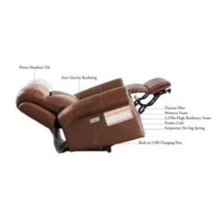 Hydeline Royce Zero Gravity Power Recline And Headrest Top Grain Leather Recliner With Built In USB Ports - Pecan Brown -Baxton Acme Shop cbb0bd37 f737 44ea acc0 2201411b3009
