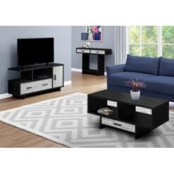 Coffee Table/ Accent/ Cocktail/ Rectangular/ Storage/ Living Room/ 42" L/ Drawer/ Laminate/ Black/ Grey/ Contemporary/ Modern -Baxton Acme Shop cbcc4055 6cd1 4eb4 a2c8 db391932d558