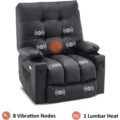 Mcombo Large Power Swivel Glider Rocker Recliner Chair With Massage And Heat 7748 - Black -Baxton Acme Shop cc1d6df4 8fd5 46e1 9052 ad99d888c012