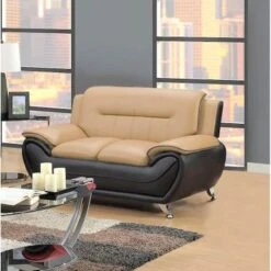 Sanuel 61.3" Faux Leather Pillow Top Arm Loveseat - Grey -Baxton Acme Shop cc4662ec 56e3 494e af5e b4387ebd28cf