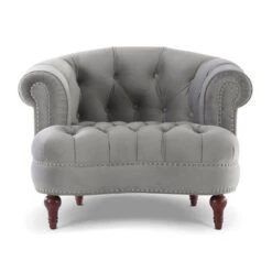 La Rosa Victorian Tufted Upholstered Accent Chair - Opal Grey Velvet 40 La Rosa Victorian Tufted Upholstered Accent Chair - Opal Grey Velvet -Baxton Acme Shop cd3ca2e1 74e2 4067 a97d 7079565f26f9