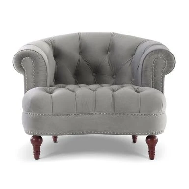 La Rosa Victorian Tufted Upholstered Accent Chair - Opal Grey Velvet 21 La Rosa Victorian Tufted Upholstered Accent Chair - Opal Grey Velvet - Image 19