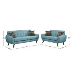 Linen-Like 2 Piece Sofa And Loveseat Set - Grey -Baxton Acme Shop cd4ba502 703a 4e94 a8c8 57d0f975cc08