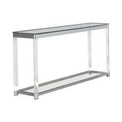 Claude Sofa Table With Lower Shelf Chrome And Clear -Baxton Acme Shop cd9030ab 11bc 4f21 8961 c358c59bacc0
