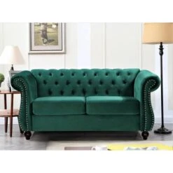 Kemos Velvet Chesterfield 2-piece Living Room Set - Green -Baxton Acme Shop ce9c0d71 44f0 49dd 9489 56a693ccde93