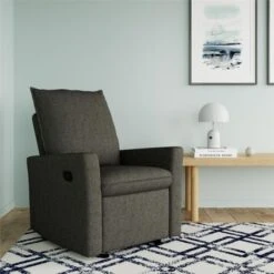 Avenue Greene Brodyn Gliding Recliner Chair With Memory Foam - Grey Linen -Baxton Acme Shop cede711e 41d2 4c74 8232 4c6b03fd74bc