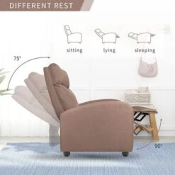Fabric Recliner Chair Massage Recliner Sofa Chair Adjustable Reclining Chairs Home Theater Single Modern - Brown -Baxton Acme Shop cf576c01 6bdf 492c 8a5e ff79767aae36