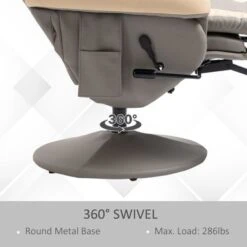 HOMCOM Manual Recliner Armchair PU Leather Lounge Chair W/ Adjustable Leg Rest, 135 Reclining Function, 360 Swivel, Cup Holder - Grey -Baxton Acme Shop cf7548b7 b20c 44e0 a48a 6124bb73177b