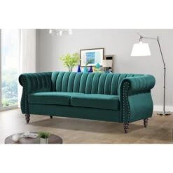 Charlot Velvet Chesterfield Rolled Arm 2-Piece Living Room Set - Dark Blue -Baxton Acme Shop cfbc1ada f547 4b5f b689 6a9e0edebdde