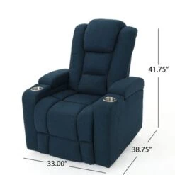 Emersyn Fabric Power Recliner W/ Arm Storage & USB Cord By Christopher Knight Home - Navy Blue -Baxton Acme Shop d0645037 66ae 45e7 89b9 78fb9ddd7371