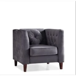 Fancher Kittleson Classic Chesterfield Chair - Dark Blue -Baxton Acme Shop d0908f82 6fab 4678 aec9 d4638e40ce49