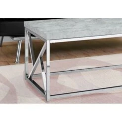 Coffee Table/ Accent/ Cocktail/ Rectangular/ Living Room/ 48"L/ Metal/ Laminate/ Grey/ Chrome/ Contemporary/ Modern -Baxton Acme Shop d0a5dcc4 b199 4368 95fb 4d363b7a1080
