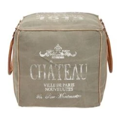 Fabric Rustic Pouf Paris 17 X 21 X 21 - Grey -Baxton Acme Shop d0bc5856 a228 4682 b953 b4bdfb8ba72e