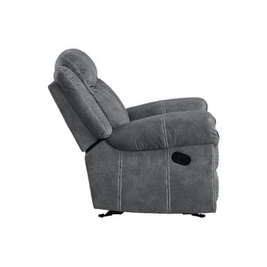 Velvet Upholstered Glider Recliner - Grey 9 Velvet Upholstered Glider Recliner - Grey - Image 7