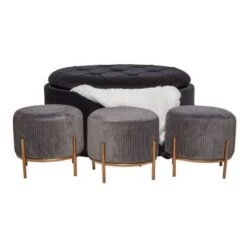 Multi Metal Glam Storage Ottoman (Set Of 4) - 34 X 34 X 18Round - Multi-Color -Baxton Acme Shop d135e352 f5ea 4930 8d7d 3613aae14183
