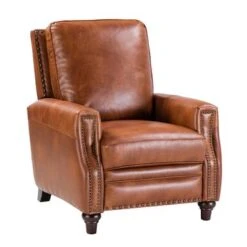 Cigar Mid-century Genuine Leather Recliner With Nailhead Trim By HULALA HOME - CAMEL -Baxton Acme Shop d1aeef12 a59c 4bde ac12 3a003c9db9d1