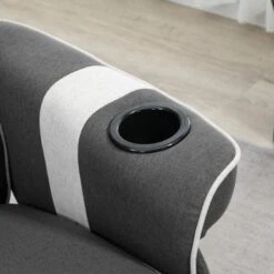 HOMCOM Manual Recliner, Swivel Lounge Armchair With Footrest And Two Cup Holders For Living Room, Black - Black -Baxton Acme Shop d1fb7bd2 12e0 4672 9d61 5c2a975c23ec