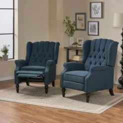 Walter Tufted Fabric Recliners (Set Of 2) By Christopher Knight Home - Charcoal + Dark Brown -Baxton Acme Shop d2d1960e 6c60 4825 a066 160a5cc29d79