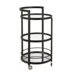 Hause 21'' Wide Round Bar Cart - 21" Wide - Blackened Bronze -Baxton Acme Shop d3cb12cd c7b0 42d6 a7b1 2aba74d7c581