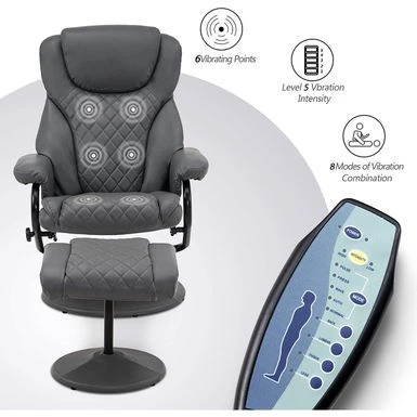 Mcombo Recliner With Ottoman, Massage 360 Swivel Leisure Chair Faux Leather 4901 - Cream White 14 Mcombo Recliner With Ottoman, Massage 360 Swivel Leisure Chair Faux Leather 4901 - Cream White - Image 12