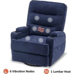 Mcombo Electric Power Swivel Glider Recliner Chair With Heat And USB Ports, Pillow, Cup Holders, Remote Control, Fabric 7752 - Brown -Baxton Acme Shop d4338630 5ba6 4f63 b956 c0d0e63d9d88