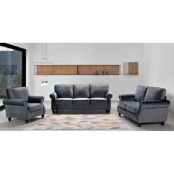 Ramos Nailhead Velvet 3-Piece Set-Loveseat Sofa And Chair - Green -Baxton Acme Shop d4b47a03 0997 4f50 9e39 f92301b58f4b