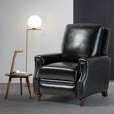 Cigar Mid-century Genuine Leather Recliner With Nailhead Trim By HULALA HOME - NAVY 18 Cigar Mid-century Genuine Leather Recliner With Nailhead Trim By HULALA HOME - NAVY - Image 16
