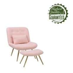 Porthos Home Quinn Accent Chair With Footrest And Pillow, Fabric Upholstery, Gold Legs - Blue -Baxton Acme Shop d542123a e347 4c65 b431 1da1af7643f2