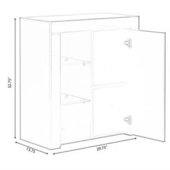 Office Or Living Room Side Storage Cabinet With LED - White -Baxton Acme Shop d58971b5 ece2 4f3f 9a9f cbdf3afccf75