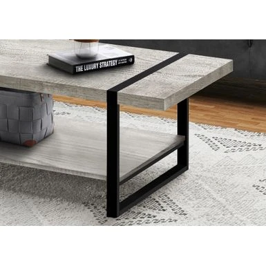Coffee Table/ Accent/ Cocktail/ Rectangular/ Living Room/ 48"L/ Metal/ Laminate/ Grey/ Black/ Contemporary/ Modern 5 Coffee Table/ Accent/ Cocktail/ Rectangular/ Living Room/ 48"L/ Metal/ Laminate/ Grey/ Black/ Contemporary/ Modern - Image 3