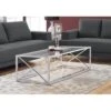 Coffee Table/ Accent/ Cocktail/ Rectangular/ Living Room/ 44"L/ Metal/ Tempered Glass/ Chrome/ Clear/ Contemporary/ Modern -Baxton Acme Shop d6e24730 87c7 4730 a84e ac9f8af3f634