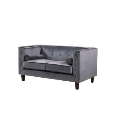 Kittleson 60'' Velvet Tuxedo Arm Loveseat - Grey 8 Kittleson 60'' Velvet Tuxedo Arm Loveseat - Grey - Image 6