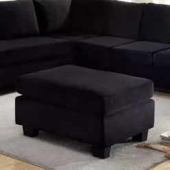 Transitional Black Ottoman