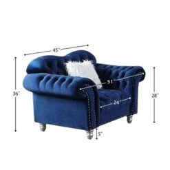 Morden Fort Luxury Classic America Chesterfield Tufted Camel Back Armchair Living Room Chair, Sofa 2 PCS - Blue -Baxton Acme Shop d7251bbc ace3 4f54 b06b 85a5ad519636