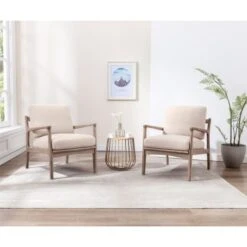 24.4" Wide Wood Frame Accent Armchair For Living Room - Tan -Baxton Acme Shop d7ed1907 fb2d 476b 8c47 c2145eb0ddcb