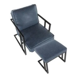 Roman Industrial Faux Leather Lounge Chair & Ottoman Set - N/A - Grey -Baxton Acme Shop d8dcf7fe 5781 4eca b351 b4652ecd8e8b