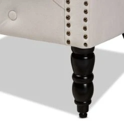 Baxton Studio Renessa Classic & Traditional Velvet Upholstered Wood Armchair - Beige, Dark Brown -Baxton Acme Shop d94e84e3 eed4 460d aca0 5415d16dd980