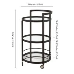 Hause 21'' Wide Round Bar Cart - 21" Wide - Blackened Bronze -Baxton Acme Shop da5c67a3 9f61 4f55 a245 7af7a689dcac