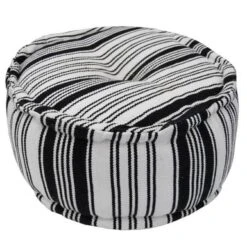 Herat Oriental Indo Handmade Striped Cotton Round Puff - Handmade Round Stripe Print Pouf Ottoman -Baxton Acme Shop da888ffe 7a23 4520 87a6 6f79366f5bd4