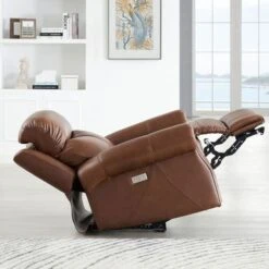 Hydeline Royce Zero Gravity Power Recline And Headrest Top Grain Leather Recliner With Built In USB Ports - Pecan Brown -Baxton Acme Shop db68c70a 02a6 4ea2 a9cc 018fb3a4302f
