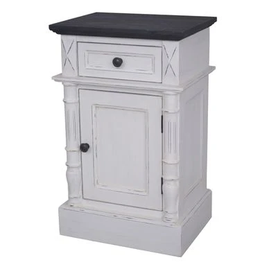 International Caravan Ashbury 1-Drawer Accent Table - Antique White/Black