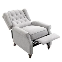 Clihome Push Back Reclining Chair - Grey -Baxton Acme Shop dc35b384 a3e7 4f78 85cd 8e32539693fc