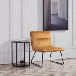 Corvus Cosmo Fabric Lounge Accent Slipper Chair - Beige -Baxton Acme Shop dc35e419 31b3 4d93 a644 40577ea3549e