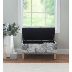 Salem Upholstered Storage Ottoman Green Leaf -Baxton Acme Shop dc87563b 9f73 4ddb 844d 3bd154d49286