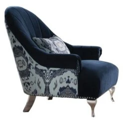 ACME Jaborosa Chair W/1 Pillow, Blue Velvet -Baxton Acme Shop dca0cdfa 33d9 4b10 8f5d 3bd523af762d