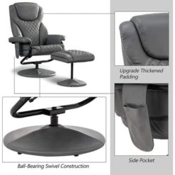 Mcombo Recliner With Ottoman, Massage 360 Swivel Leisure Chair Faux Leather 4901 - Cognac -Baxton Acme Shop dd4f2418 911a 479d b433 d0a4e645e093