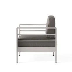 Cape Coral Aluminum Indoor/Outdoor Club Chair By Christopher Knight Home - Canvas Black+ Silver+Sunbrella -Baxton Acme Shop ddebd169 0052 41ff 88ca f38d9c354a57