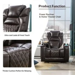 Nestfair Power Motion Recliner With USB Charging Port And Hidden Arm Storage - Brown -Baxton Acme Shop de926f15 fe55 4617 8dc8 7169e425fe08