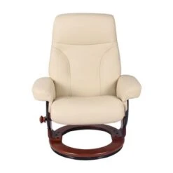 Almond Genuine Leather Recliner And Ottoman - Cognac -Baxton Acme Shop df073367 7fe2 4b44 9829 791830fd4bbe
