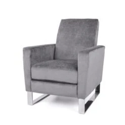 Brightwood High Leg Push-back Recliner With Stainless Steel Legs By Christopher Knight Home - Gray, Silver